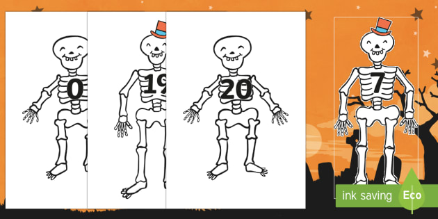 Skeletons Numbers 0 - 20 on Skeletons (teacher made)
