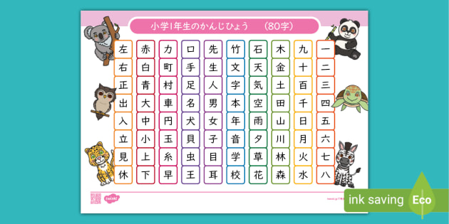 小学1年生 漢字一覧表 全80字 小1の学習教材