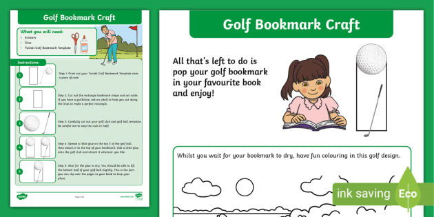FREE! - Golf Bookmark Craft (teacher made)
