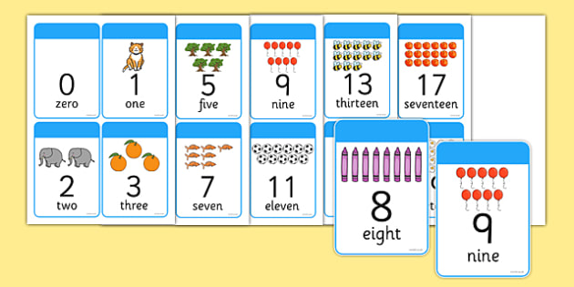 FREE! - Picture Number Cards With Words and Numerals 0 to 20