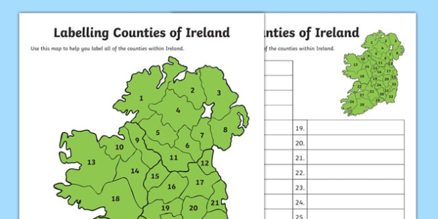 Labeling Counties of Ireland Activity (teacher made)