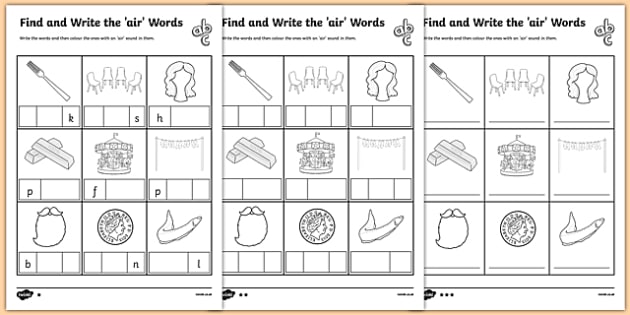 air words differentiated worksheet phonemes f 2