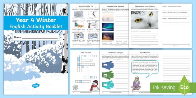 year 4 winter worksheets seasonal activity booklet