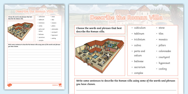 Describe the Roman Villa Worksheet