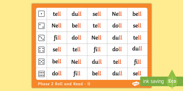 Phase 2 Ll Phoneme Roll And Read Mat Teacher Made 