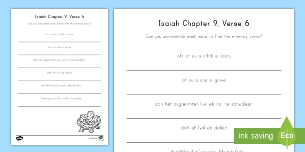 Isaiah 9 6 Word Unscramble Teacher Made