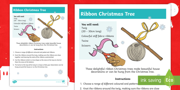 Download Ribbon Christmas Trees Craft Instructions Teacher Made PSD Mockup Templates