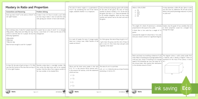 Mastery Ratio And Proportion Questions Beyond Maths