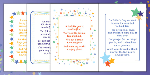 Father's Day Rhyming Greetings Card Inserts - Main Image