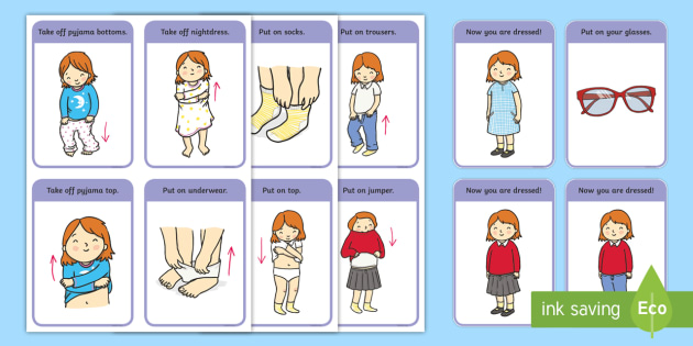 Getting Dressed Routine Cards Girls Daily Routine