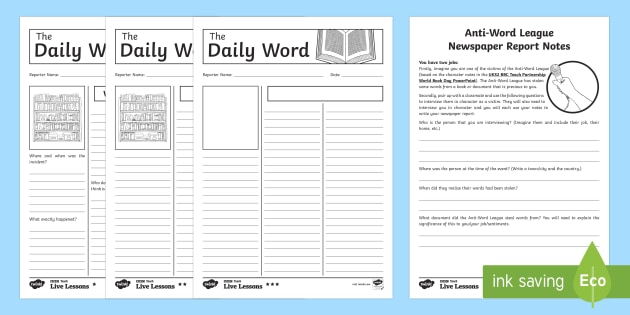 free uks2 bbc teach live lesson world book day worksheets
