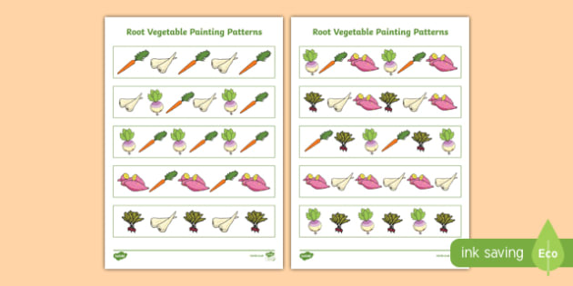 root vegetables painting pattern worksheet worksheet worksheet