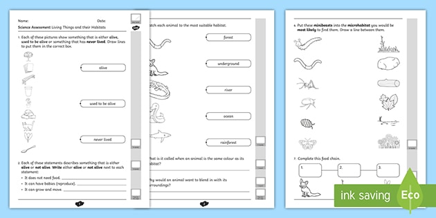 living things and habitats science controlled assessment