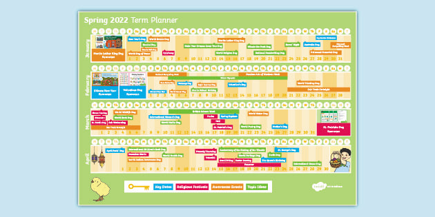 Events Calendar 2022 Spring Term 2022 Display Calendar (Teacher Made)