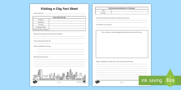 Visiting a City Fact File (teacher made)