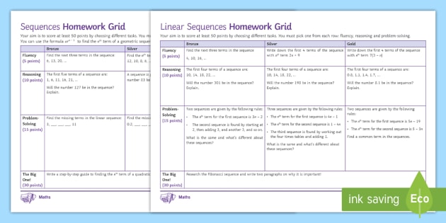 Sequences homework ks3 image