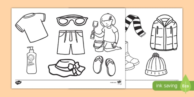 clothes coloring pages teacher made