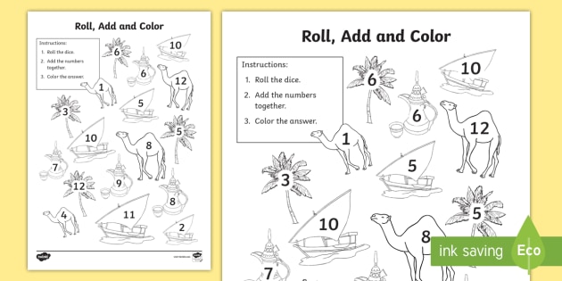 national day roll and color worksheet activity sheet