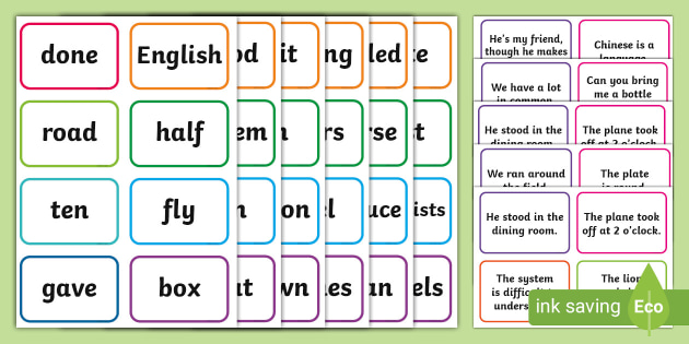 ESL Fry Sight Words Sentence Cards 401 - 500 (teacher made)