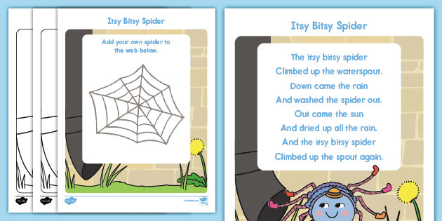 Nursery Rhyme Songs - The Itsy Bitsy Spider - Literacy Stations