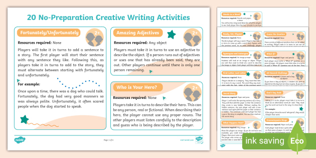 No-Preparation　Writing　Activities　(teacher　made)　20　Creative