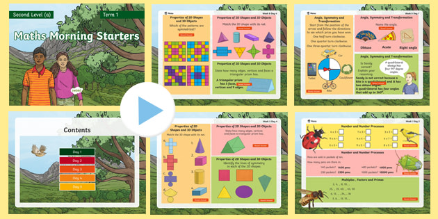 Maths Morning Starters Second Level (a) Term 1 PowerPoint Pack