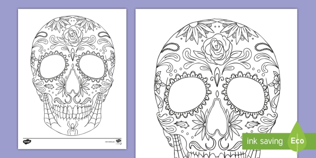 Day Of The Dead Sugar Skull Coloring Page Teacher Made