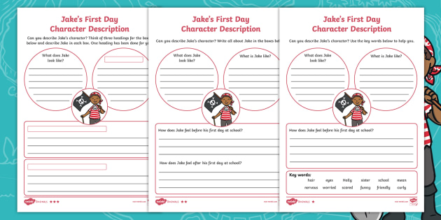 Jake's First Day * NEW * Jake's First Day Character Description Differentiated Activity ...