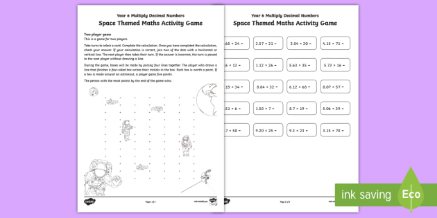 Decimal Games For Year 6 - Space-Themed Multiplications.