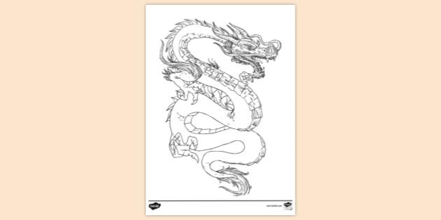 Printable Realistic Dragon Colouring Page | Colouring Sheet