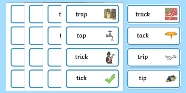 ‘tr’ and ‘t’ Near Minimal Pair Word Cards