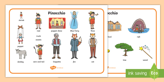 Pinocchio Word Mat Teacher Made