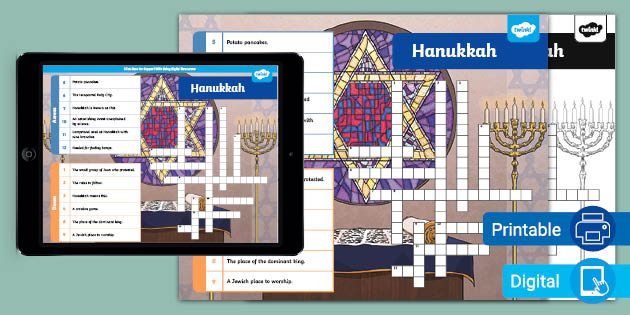 Hanukkah Crossword Puzzle Grade 3 5 ELA Resource Twinkl