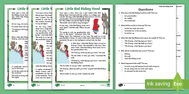Little Red Riding Hood Reading Comprehension Activity
