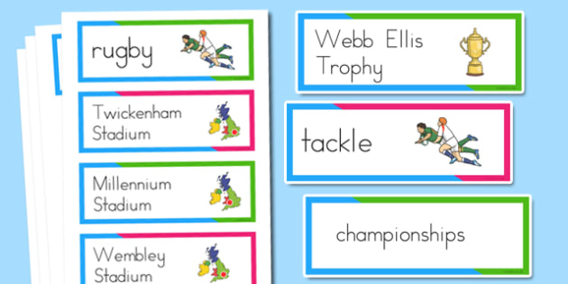 Rugby World Cup Vocabulary Cards (teacher made)