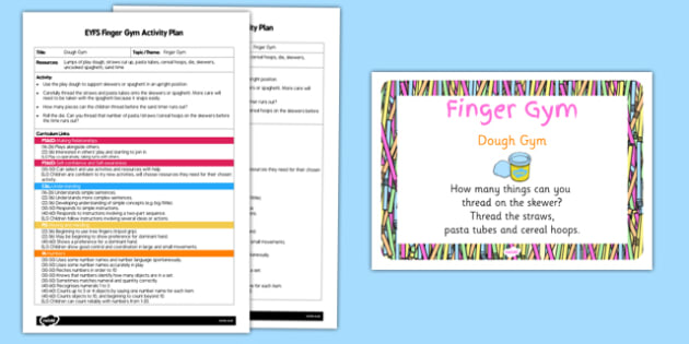 Free Eyfs Dough Gym Finger Gym Activity Plan And Prompt Card Pack