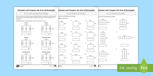 Ks2 Area Of A Rectangle Differentiated Worksheets