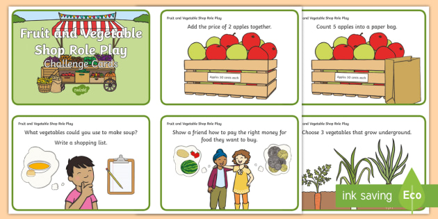 Fruit And Vegetable Shop Role Play Challenge Cards