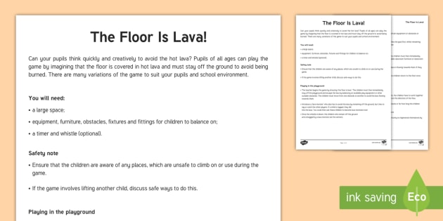 The Floor is Lava Game (l'insegnante ha fatto) - Twinkl