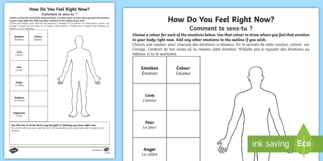 How Do You Feel Right Now? Worksheet / Worksheet English/French