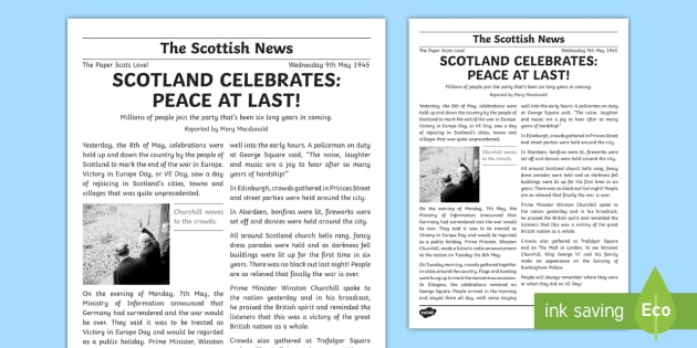 Ve Day In Scotland Newspaper Report Example Text