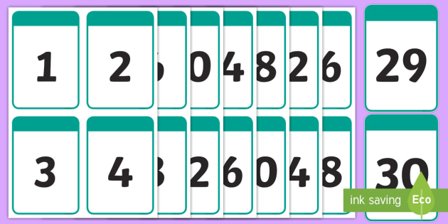 Free Printable Number Cards 1 30 - Printable Word Searches