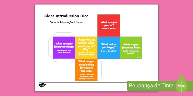 Class Introduction Questions Dice Net English Portuguese Class Introduction