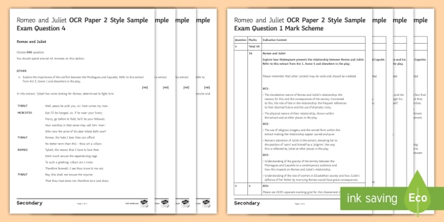 paper builder exam Juliet OCR Style Questions Exam Sample Romeo Paper 2 and