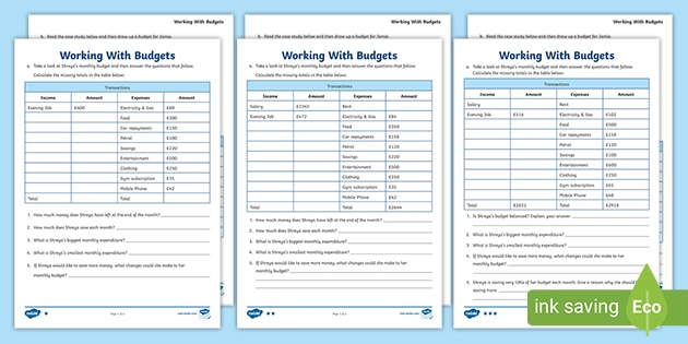 Budgeting Scenario Worksheets | Twinkl (Teacher-Made)
