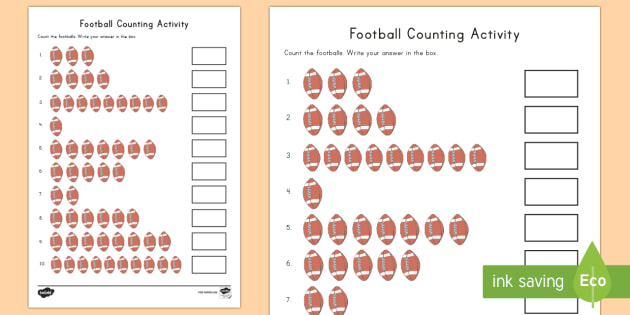 Super Bowl Counting Worksheet / Activity Sheet - Super Bowl