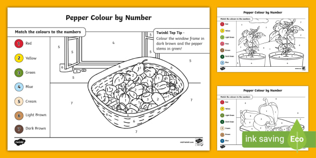 FREE! - Pepper Colour by Number Pages (teacher made)