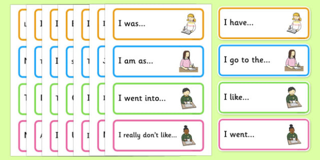 worksheets ks1 english Starter starters,   Cards Sentence KS1 Sentence writing