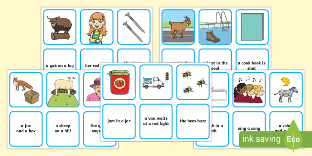 Phase 3 Captions and Pictures Consonant Digraphs Matching Cards