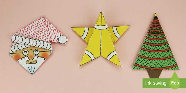 Simple 3D Christmas Origami Paper Craft Pack (teacher made)